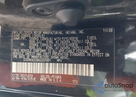 2010 Toyota Sienna Xle from USA, damaged, VIN 5TDYK4CC9AS337081